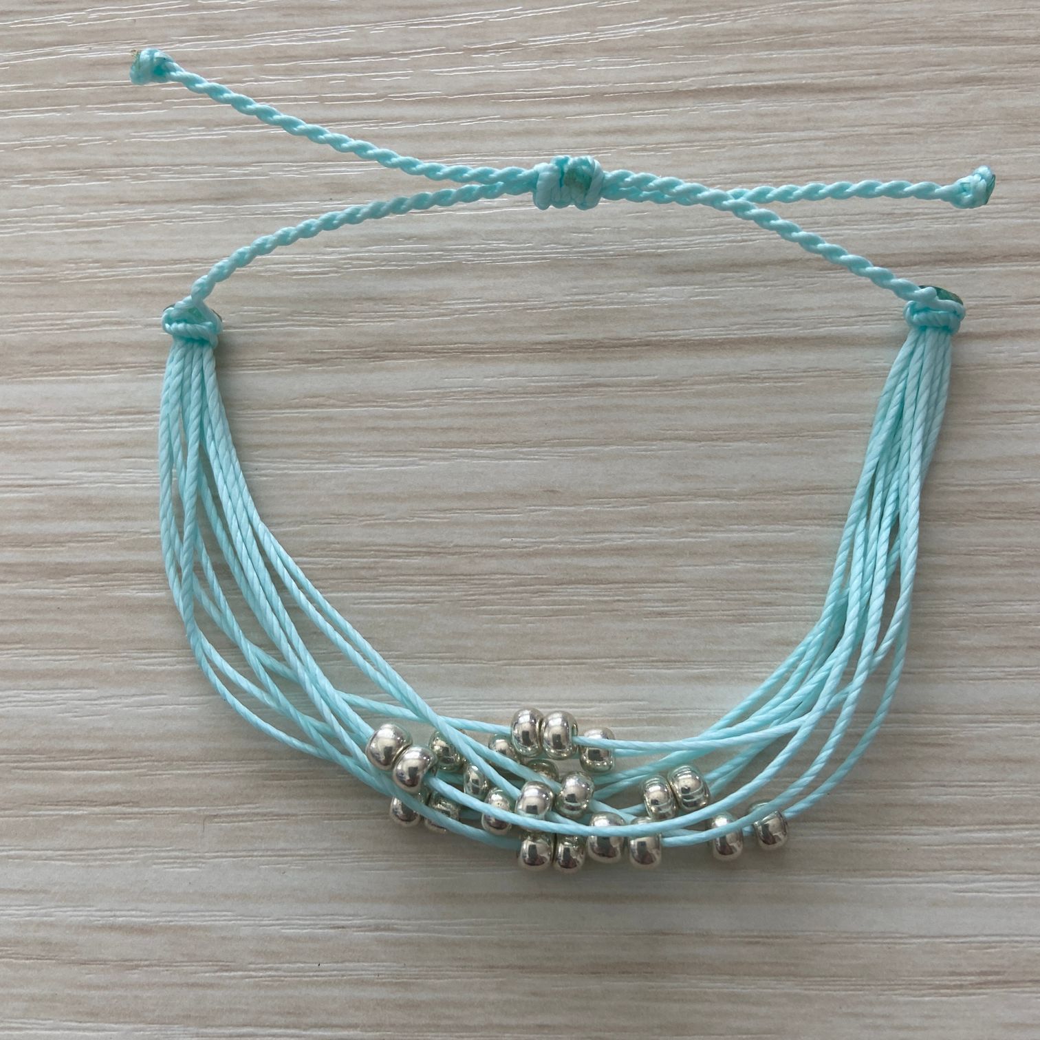 Aqua & Silver Beaded Bracelet